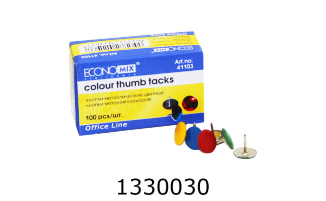 Кнопки гвіздок 100шт. неонові Economix (10) E41103