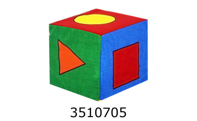 Кубик м'який - брязкальце. Геометричні фігури (48) Розумна Іграшка 123