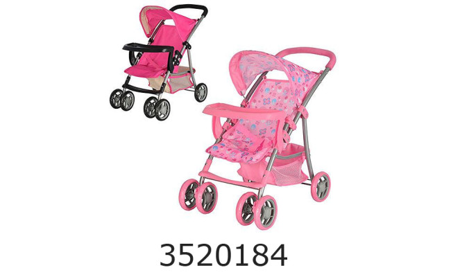 Коляска метал. для сидячої ляльки з корзиною в коробці (4) 9304 BWT/ 025