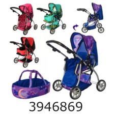 Візочок метал. для лежачої ляльки сумка-переноска корзина рег. ручка (4) 9672