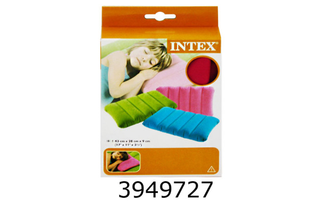 Подушка надувна велюр. 43*28*9см  мікс 3 Intex (24) 68676