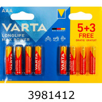 Батарейка Varta LongLife Max Power R3/5+3 блістер ціна за 8шт. (10/50) AAA