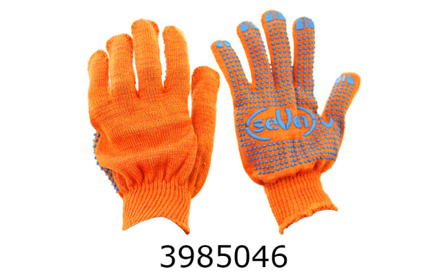 Рукавиці х/б помаранчеві з ПВХ крапкою (10) 69877