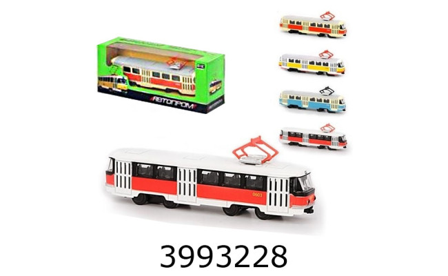 Трамвай метал. Автопром 3 кольори відкр. двері 195*58см (24/96) 6411ABCD