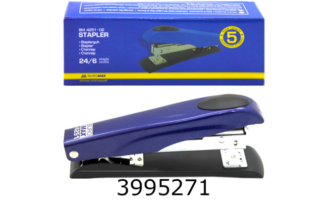 Степлер №24 Buromax метал. (скоби №23 24 26)  до 50 арк синій (12). BM.4251-02