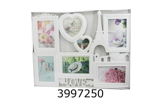 Фоторамка пластик Колаж 7 фото 10*15см Love Paris білий 16A8