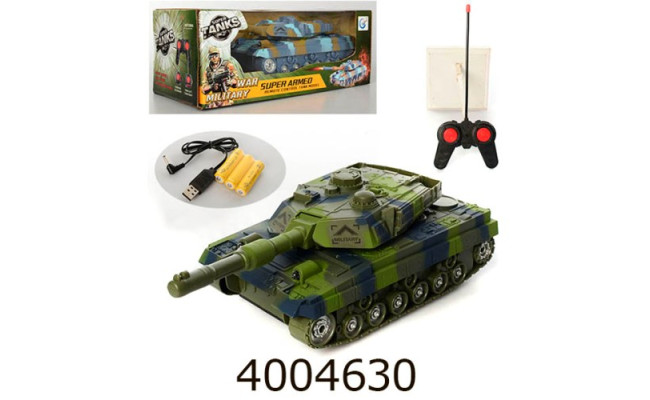 Танк радіо акум. в коробці світло звук USB зарядне 2 кольори 25см (24) 899-6
