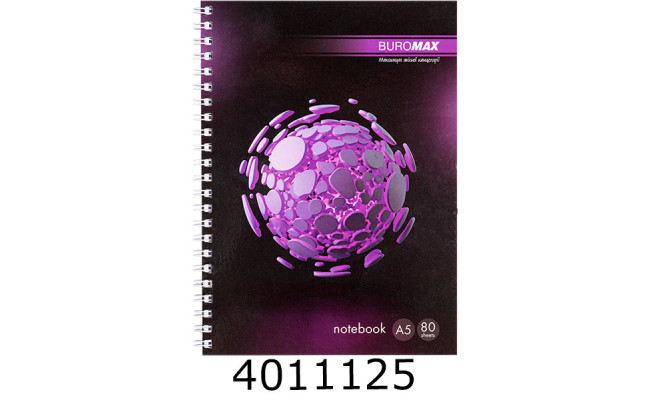 Блокнот на спір. збоку А5 80 арк. картон.обкл. кл. BUROMAX 