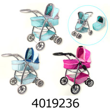 Візочок метал. для лежачої/сидячої ляльки трансформер 2 кольори (2) 9662