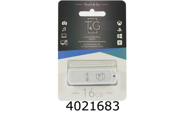 Flash USB 16Gb T&G 011 Classic 2.0 White T&G