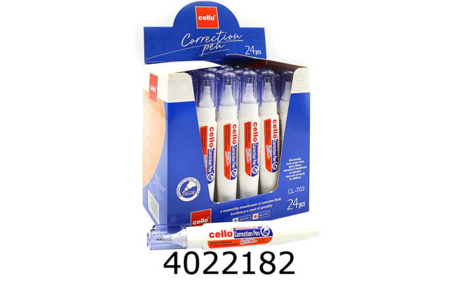 Коректор-ручка Cello 7мл метал. накін. білий корпус (24) CL703