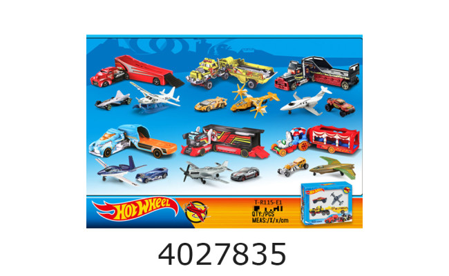 Трейлер інерц. в коробці Hot Wheels з 3ма метал. машинками 6 видів 33*5*20см (72/144( T-R115-E1 н/з