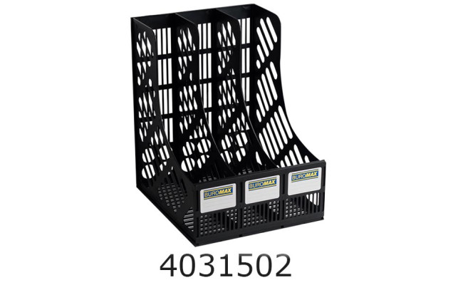 Лоток вертик. збірний 3 відд. пласт. Buromax чорний (25/50) BM.6100