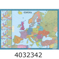 Карта Європи політична 14 150 000 картон. на планках 7195 DK