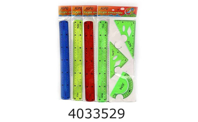 Набір лінійок силікон. кольр. 4 предм.2угольніка+трансп.+лінійка 30см(DSCN1621/1630)(24) 1621DSCN