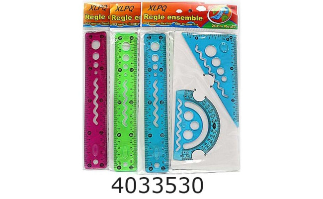 Набір лінійок силікон. кольр. 3 предм.угольнік+транспортир+лінійка 20см(DSCN1618)(24) 1618DSCN