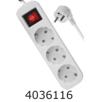 Подовжувач мереж. 3.0м 3 розеток з вимикачем Defender white (992220) S330