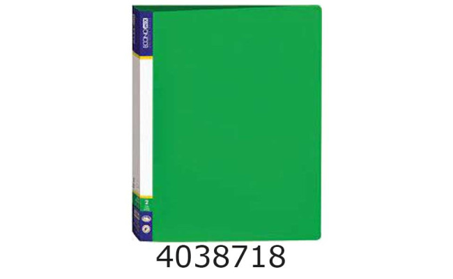 Папка А4 2 кільця пластик Economix 40мм зелена + карман (10/50) E30701-04