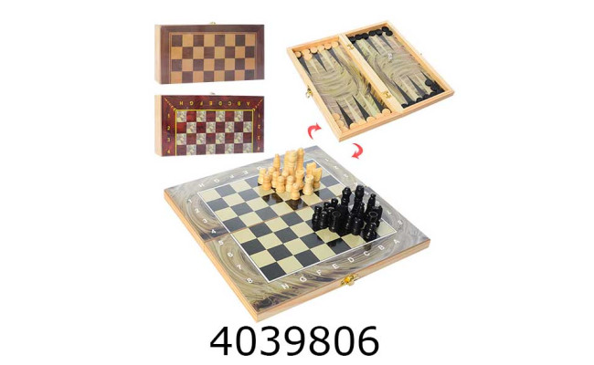 Шахи 3 в 1 дерев'яні в коробці (+шашки нарди) 3 кольори 27*14см (60) 28ACD