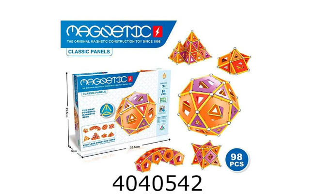 Конструктор магнетик 98дет в коробці 25*5*33см (18/36) 777-4