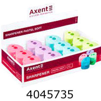 Точилка пласт. подвійна з конт. Axent Pastel soft 1157-А асорті (12) 1157-А