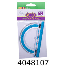 Транспортир пластик 10см ZiBi з блакитною смужкою блістер (48) ZB.5640-14