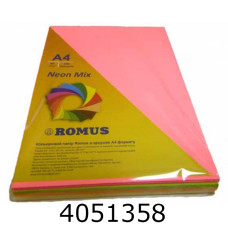 Папір кольор. А4 80г/м2  4*50 арк. неон R Mix (R50935) R50935