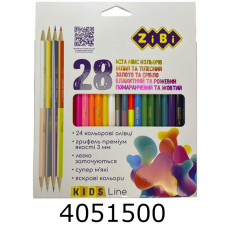 Олівці кольор. ZiBi 28 кол. (12 стандарт 4 двосторон) тригранний (12/120) ZB.2442