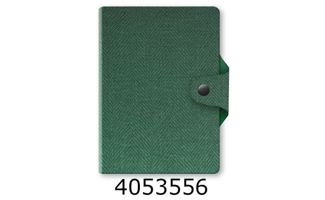 Щоденник А6 недат. Поліграфіст 144 арк. кліт. обкл. шт. шкіра на кнопці зелена 237-FB-2740