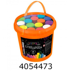 Крейда кольорова 16 шт. кругла Jumbo у відерку серії крейдочка Danko toys (12) KRD-01-01U