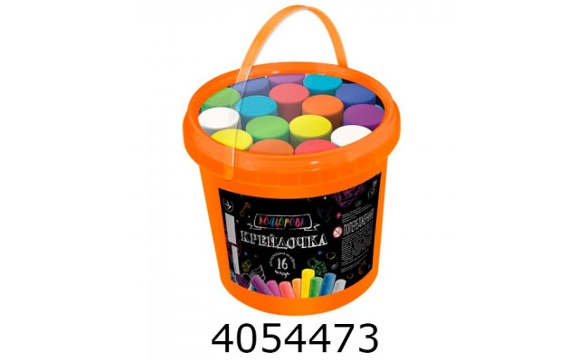 Крейда кольорова 16 шт. кругла Jumbo у відерку серії крейдочка Danko toys (12) KRD-01-01U