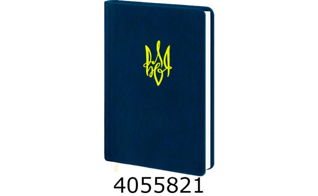 Щоденник А6 недат. Поліграфіст 144 арк. кл. шт. шкіра синій з тисненням 237-P-2050 Триз