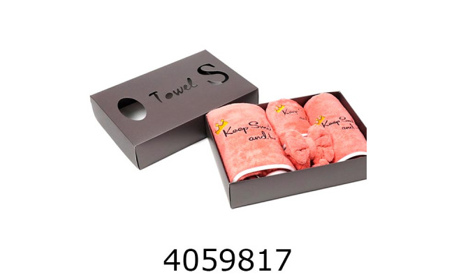 Набір банний подарунковий 2 рушника + чалма + повязка теракот 80033-30-4