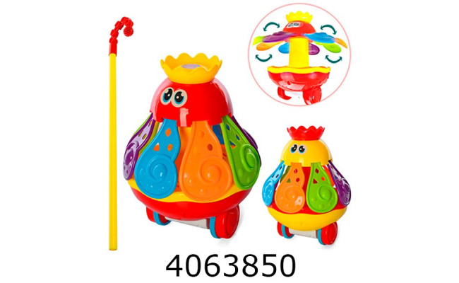 Каталка Восьминіг на паличці в кульку 2 кольори звук рухл. деталі 19*14*14см (36/72) 0501