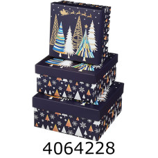 Коробка карт. для подарунків 3 ш в наборі розмір найбільшої 20х20х9.5см тиснення фольгою BM.233337