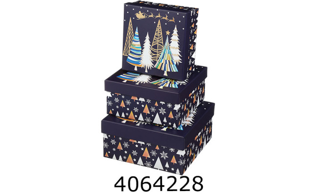 Коробка карт. для подарунків 3 ш в наборі розмір найбільшої 20х20х9.5см тиснення фольгою BM.233337