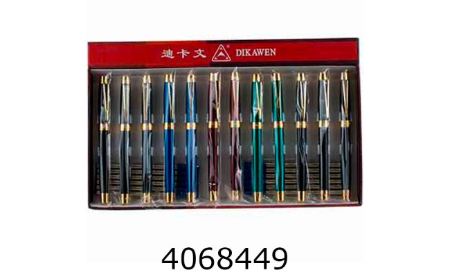 Ручка капілярна подарункова глянець з золотом синя (12/240) 8053