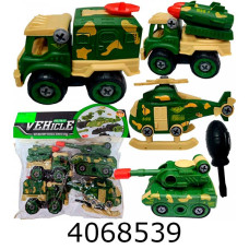 Набір машинок - конструкторів 4шт + викрутка 