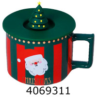 Кружка керам. новорічна з кришкою Ялинка зелена (1) F-93 66-10265 Кружка керам. новорічна з кришкою Ялинка зелена (1) F-93 66-10265