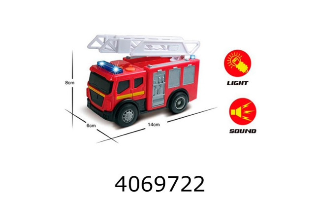 Машинка Автопром на батар. в коробці Пожежна муз. світ. 18*10*18см (48) 7996