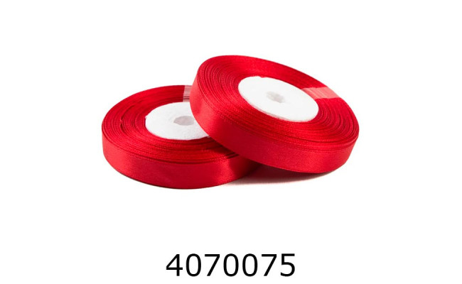 Стрічка атласна пакувальна 12 мм*23м червона (ціна за уп 10шт) 58-513