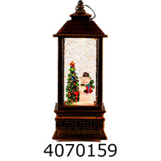 Декоративний ліхтар зі світлом Дід Мороз з ялинкою 20см на батарейках та USB 3-7 2-150 (9181) (1/12) 140072