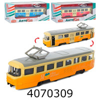 Трамвай інерц. в коробці відкрив. двері 4 кольори 19*7*5см (36) M 5660