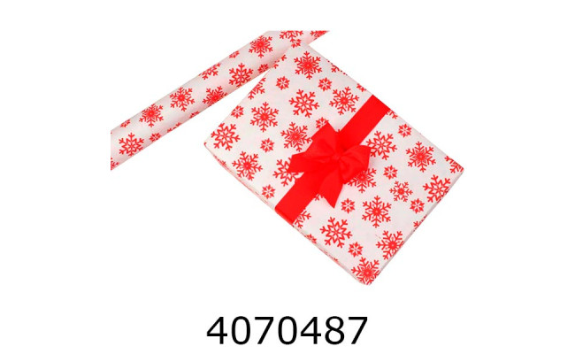 Папір подар. 70*800см новорічний Сніжинка червона на білому 70г/квм 255-7397