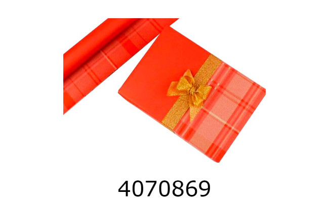 Папір подар. 70*800см Бурий крафт клітинка червоночорна  70г/м 255-5263