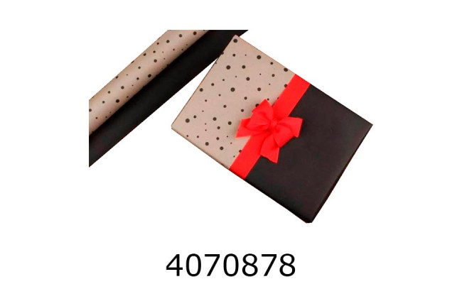 Папір подар. 70*800см крапочка чорна +тонування 70г/м2 255-4280