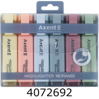 Маркер текст. набір 6шт. Axent Highlighter 1-5 мм клиноп. morandi  (12/96) 2537-60-A