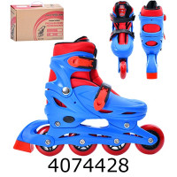 Роліки розсувні 35-38 розмір алюм. рама шнуровка+бакля колеса світ. ПУ червоно-синій колір A 4151-M-BL