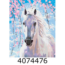 Картина по номерам 40*50см Кінь в квітах сакури Brushme BS8528