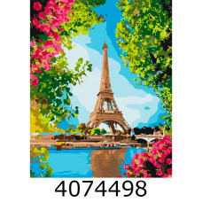 Картина по номерам 40*50см Квітковий вид на Ейфелеву вежу Brushme BS52706